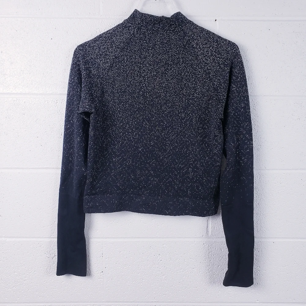 Lululemon Rest Less Cropped‎ 1/2 Zip Herringbone Fade Black / White Size 8